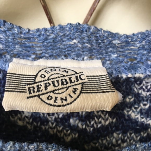 Denim Republic Denim Blue & Cream Sweater - Picture 3 of 5
